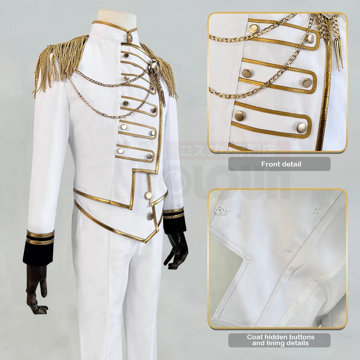 Fantasia de Reo Mikage do Anime Blue Lock - Série Anjos e Demônios Completa com Peruca, Jaqueta, Calça e Manto Branco - Estrela Cosplay