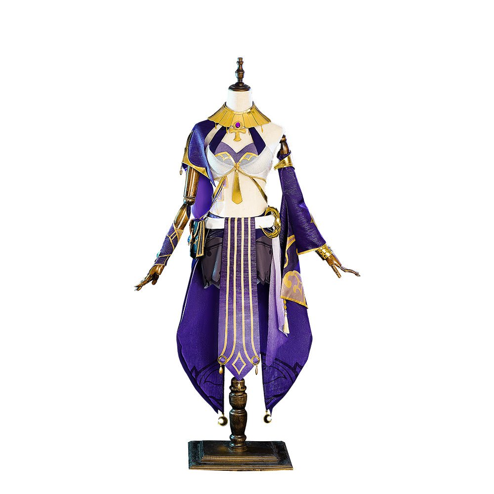 Fantasia Candace Genshin Impact Conjunto Halloween com Cajado Areias Escarlates e Acessórios para Mulheres - Estrela Cosplay