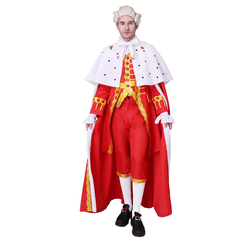 Traje de Cosplay Rei George III de Hamilton – Roupa Régia Colonial com Capa - Estrela Cosplay