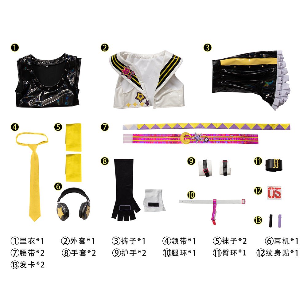 Fantasias Cosplay de Len e Rin do Muse Dash | Project Mirai Sekai Show Mágico Conjunto Completo - Estrela Cosplay