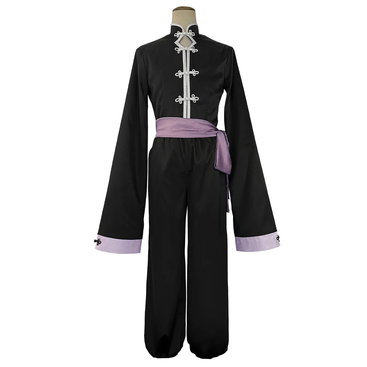 Traje de Cosplay Nagi de Blue Lock - Kung Fu Chinês Preto com Peruca de Fibras Sintéticas Tamanho Ajustável - Estrela Cosplay