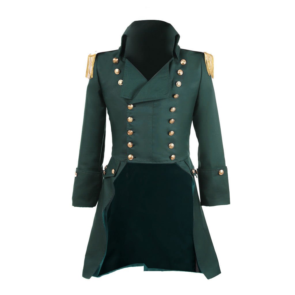 Casaco Militar Colonial Verde para Homens - Casaco de Cauda da Regência Vitoriana | Jackete de Cosplay Hamilton | Série Medieval Estrela do Cosplay - Estrela Cosplay
