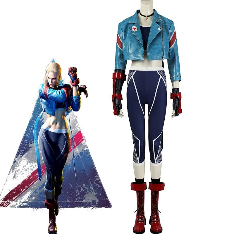 Fantasia de Cammy para Mulheres - Casaco Punk, Crop Top e Calça - Conjunto Completo para Halloween, Festa de Carnaval e Disfarce - Estrela Cosplay