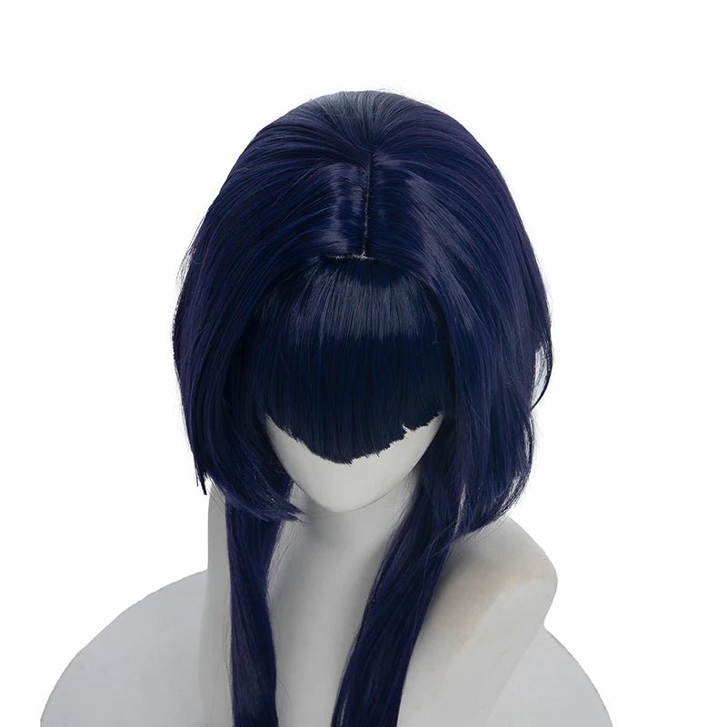 Peruca Cosplay Candace Genshin Impact Azul Escuro Roxo Cabelo Sintético Resistente ao Calor - Estrela Cosplay