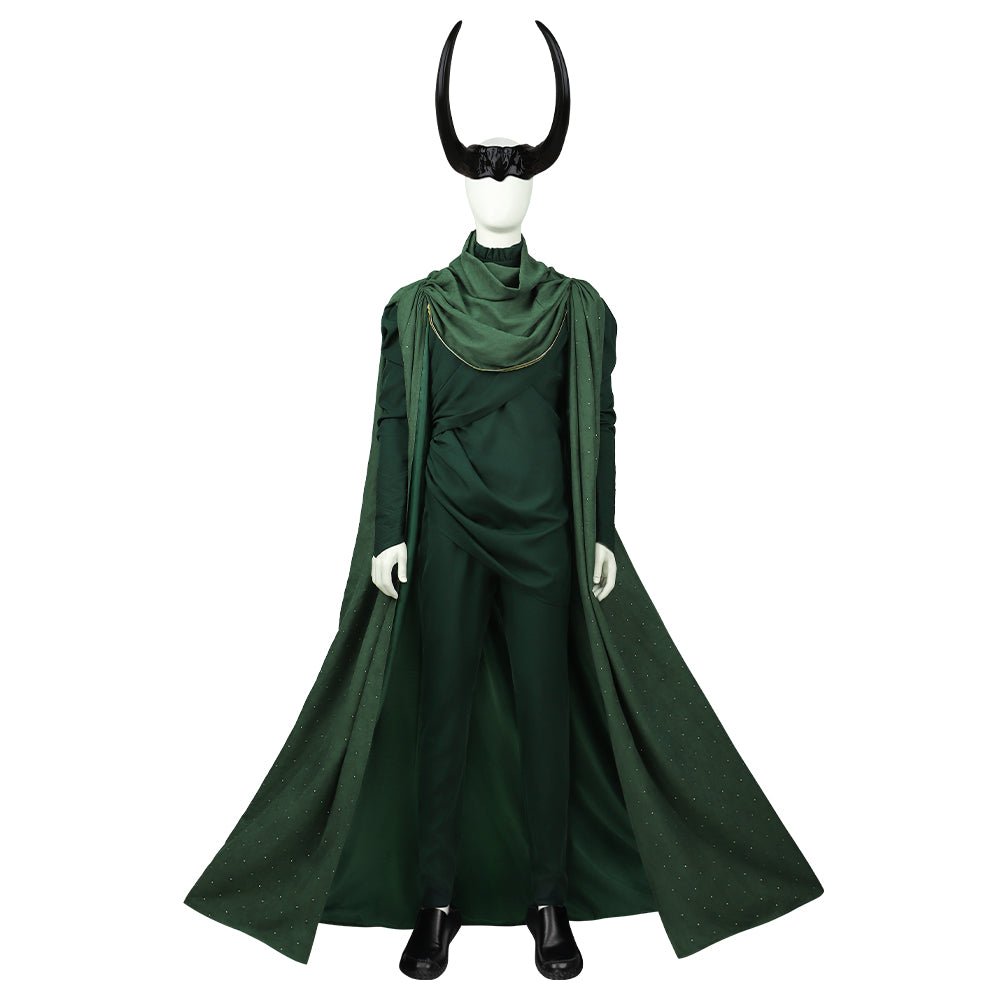 Fantasia Loki para Homem - Uniforme de Batalha Deluxe Marvel com Capa Verde - Estrela Cosplay