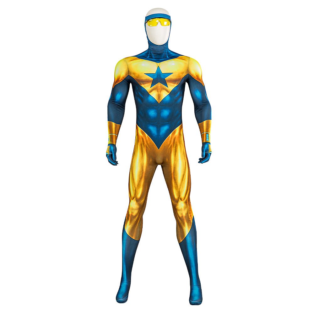 Traje de Booster Gold Michael Jon Carter para Homens – Macacão de Cosplay com Óculos - Estrela Cosplay
