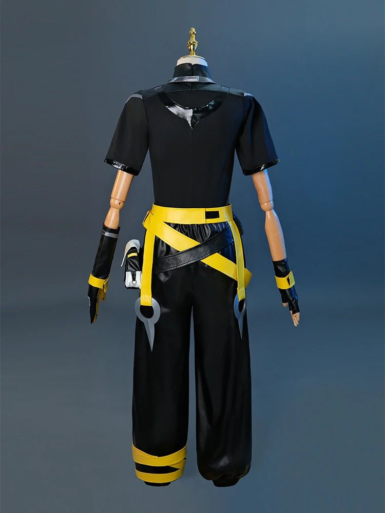 Fantasia de Cosplay HEARTSTEEL Ezreal do Jogo LOL - Terno Preto Unissex Conjunto Completo com Óculos para Halloween - Estrela Cosplay