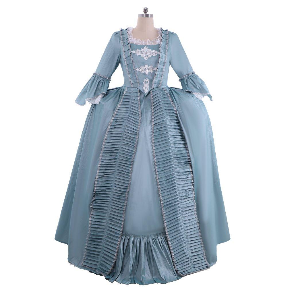 Vestido Rococo Marie Antoinette Século 18 - Elegante vestido azul com renda - Estrela Cosplay