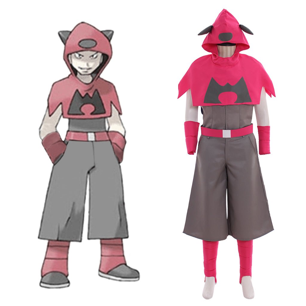 Traje de Cosplay da Equipe Magma para Homens - Pokémon Anime Cosplay - Estrela Cosplay