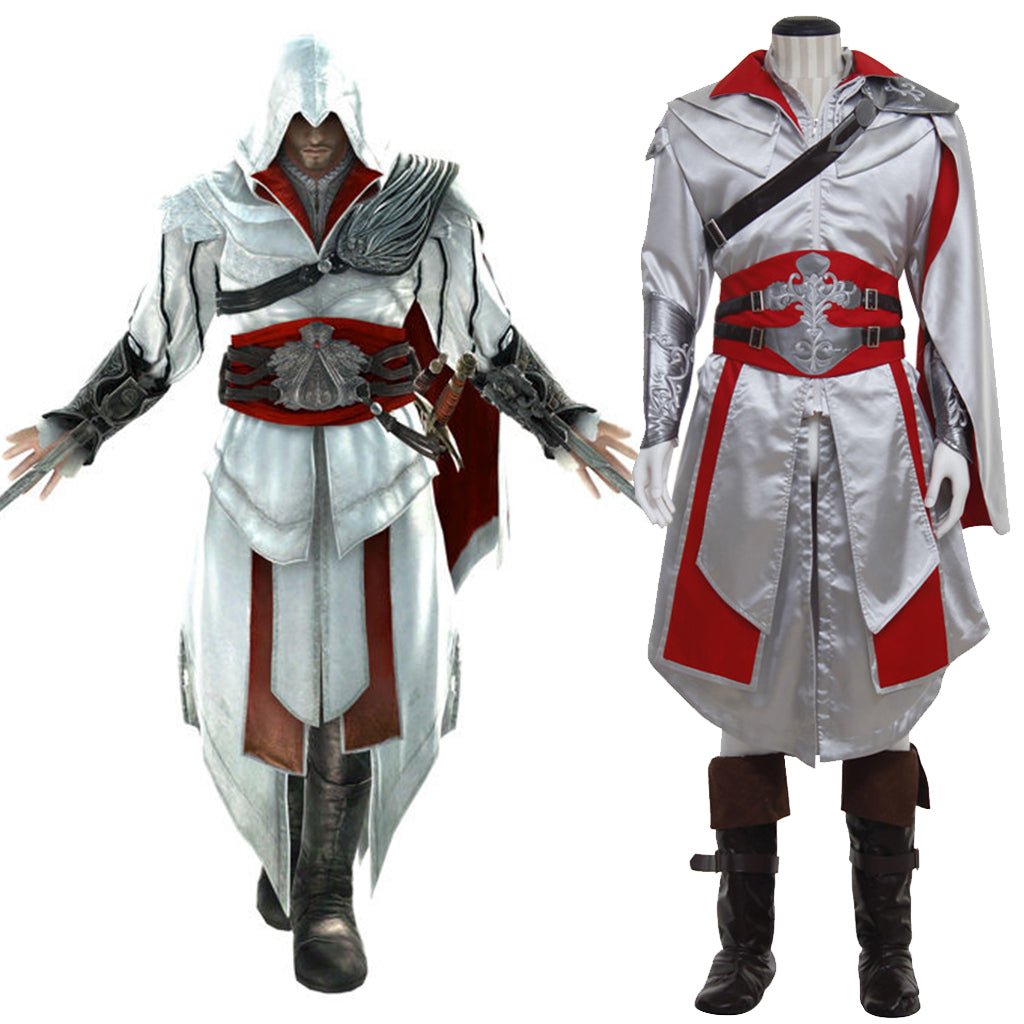 Fantástico Traje Completo de Creed Com Sapatos - Roupa de Ezio e Connor para Roleplay - Estrela Cosplay
