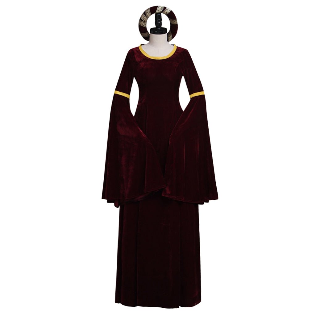 Vestido Renascentista Vintage Vermelho Escuro para Cosplay Medieval, Halloween e Festas Temáticas - Estrela Cosplay