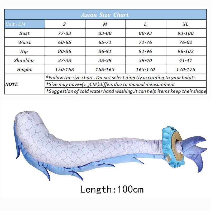 Fantasia Bailu de Honkai Star Rail - Vestido Feminino com Design de Escamas de Peixe e Cauda para Halloween e Festas - Estrela Cosplay