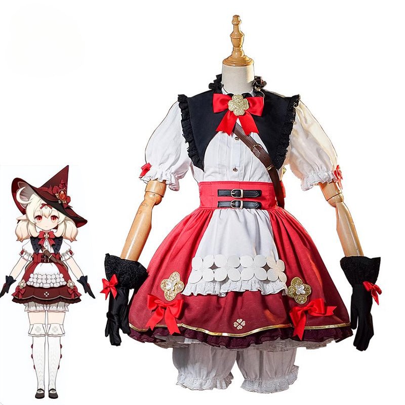 Fantasia Klee Cosplay Genshin Impact - Bruxinha Klee Vestido Fofo para Mulher Halloween Carnaval Festa - Estrela Cosplay