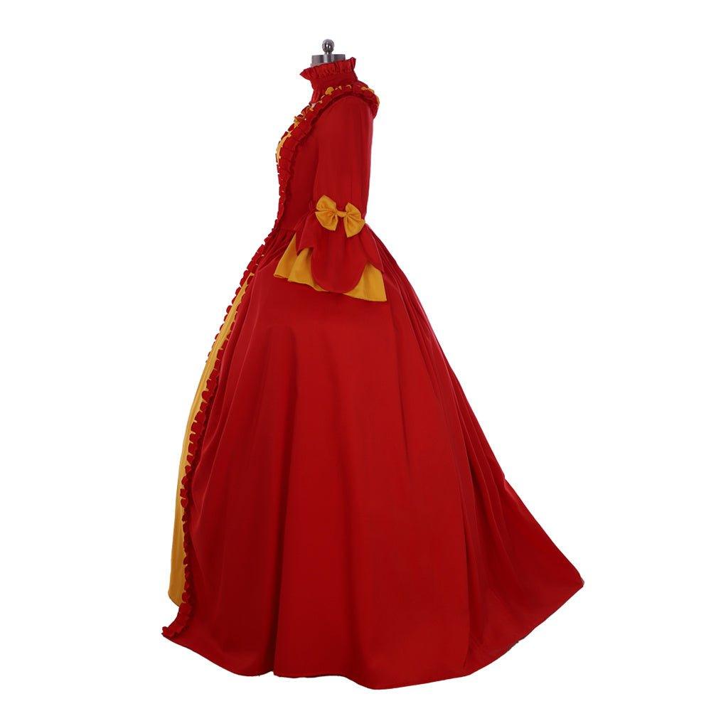 Vestido Rococó Século 18 Vermelho e Amarelo - Um Traje Vibrante Inspirado em Marie Antoinette - Estrela Cosplay