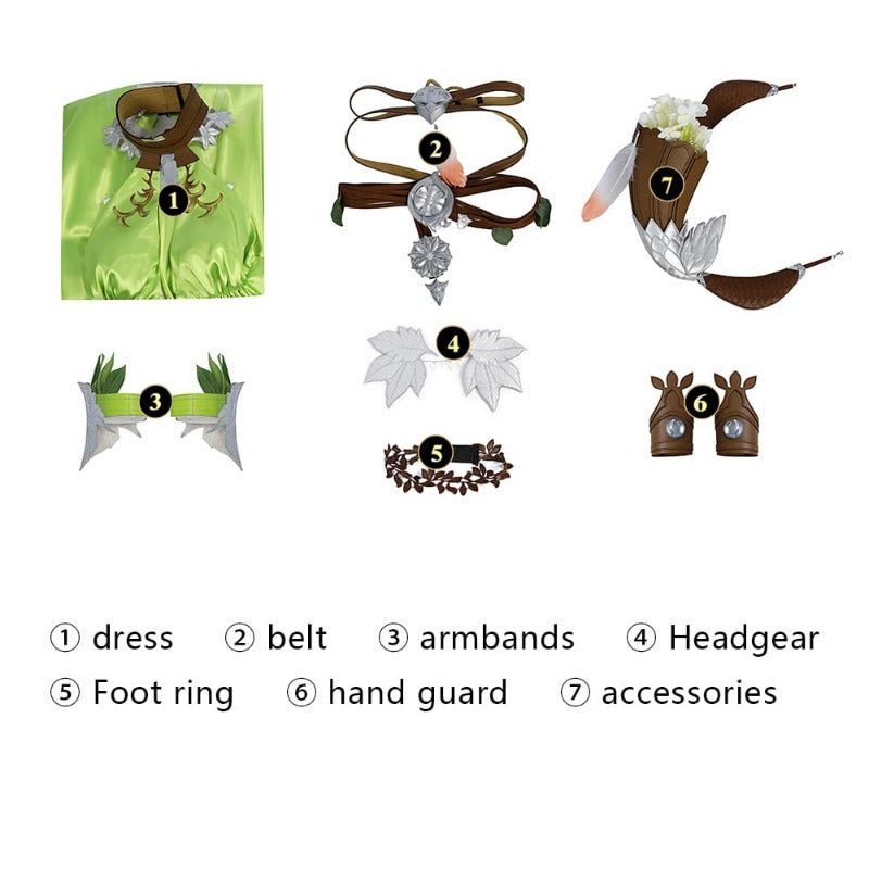 Fantasia FF14 Nophica - Vestido Longo Verde para Halloween e Festas - Estrela Cosplay