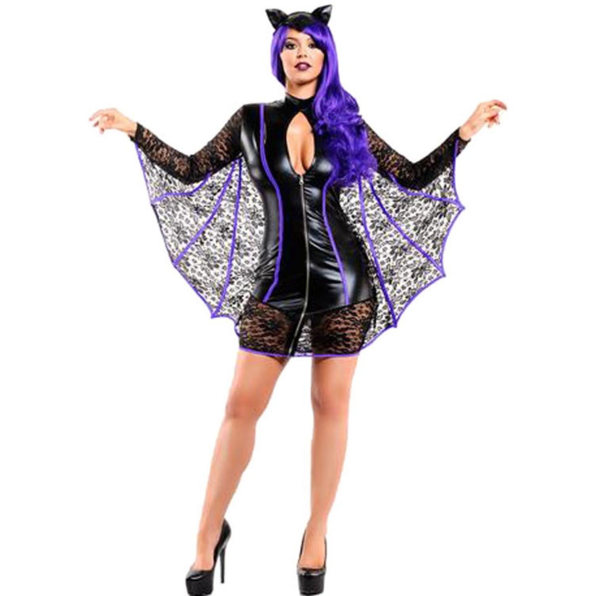 Fantasia de Morcego para Mulheres - Outfit de Couro Sintético para Halloween, Cosplay e Festas Temáticas - Estrela Cosplay