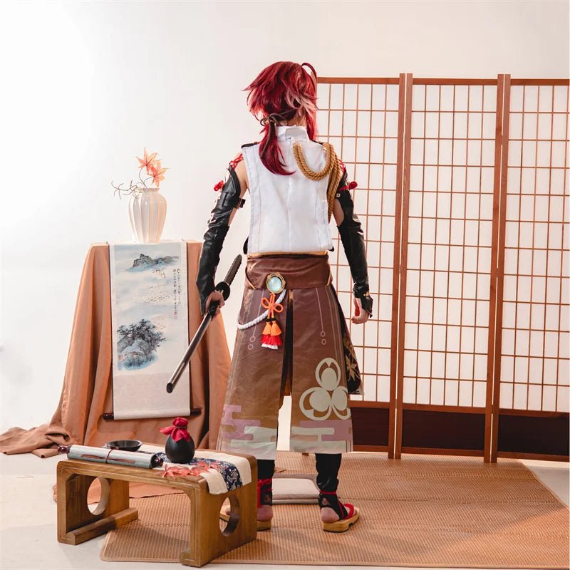 Fantasia Cosplay Shikanoin Heizou do Jogo Genshin Impact Marrom para Homens - Conjunto Completo para Halloween - Estrela Cosplay