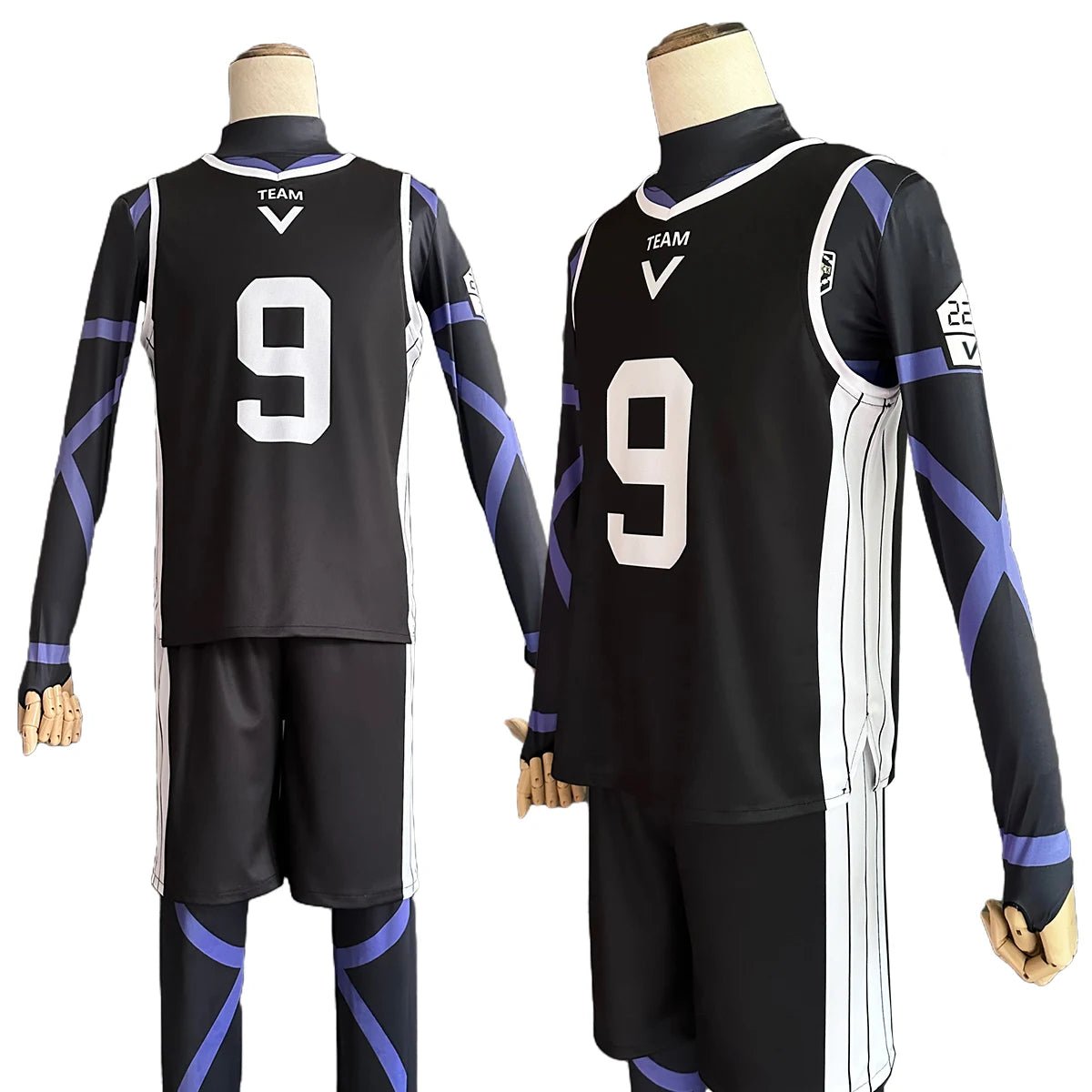 Fantasia Cosplay Reo Mikage Blue Lock - Uniforme de Futebol Preto com Peruca - Estrela Cosplay