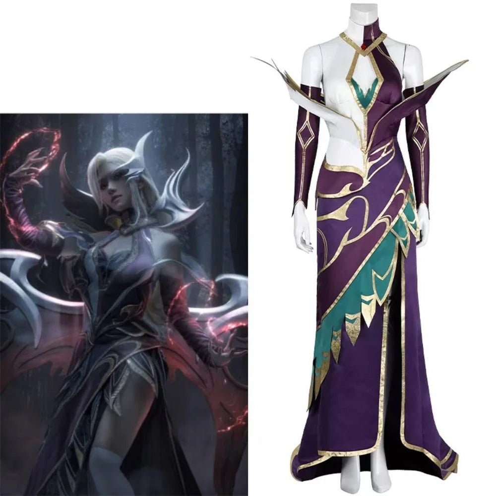 Vestido de Cosplay Morgana do LOL com Acessórios para Mulheres - Fantasia para Halloween e Carnaval - Estrela Cosplay