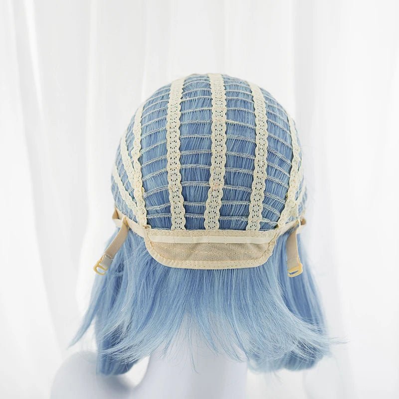 Peruca de Cosplay Irelia LOL Nova Pele 35cm Azul Degradê Cabelo Sintético Resistente ao Calor - Estrela Cosplay