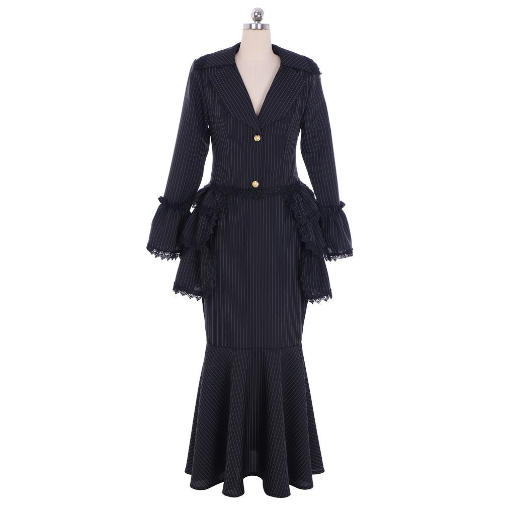 Vestido Vitoriano Gótico Preto com Bustle | Saia Steampunk | Traje Belle Sulista da Guerra Civil - Estrela Cosplay