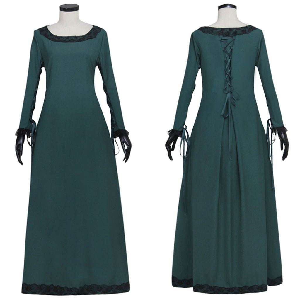 Vestido Medieval Irlandês Renascença Traje Camponês Retro Bodice Verde Escuro para Cosplay - Estrela Cosplay