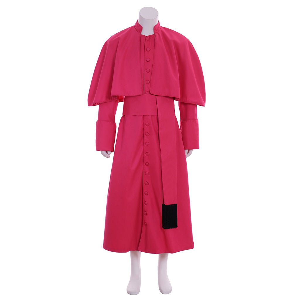 Traje de Clérigo Romano para Homens - Soutana Vermelha Medieval com Cinto - Estrela Cosplay