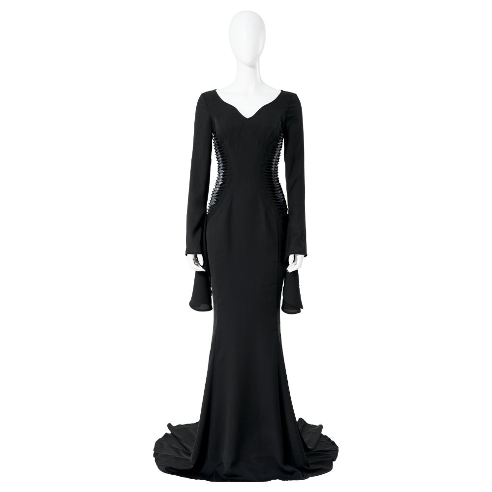 Fantasia de Cosplay Morticia Addams Vestido Vintage Preto para Halloween e Carnaval da Família Addams - Estrela Cosplay