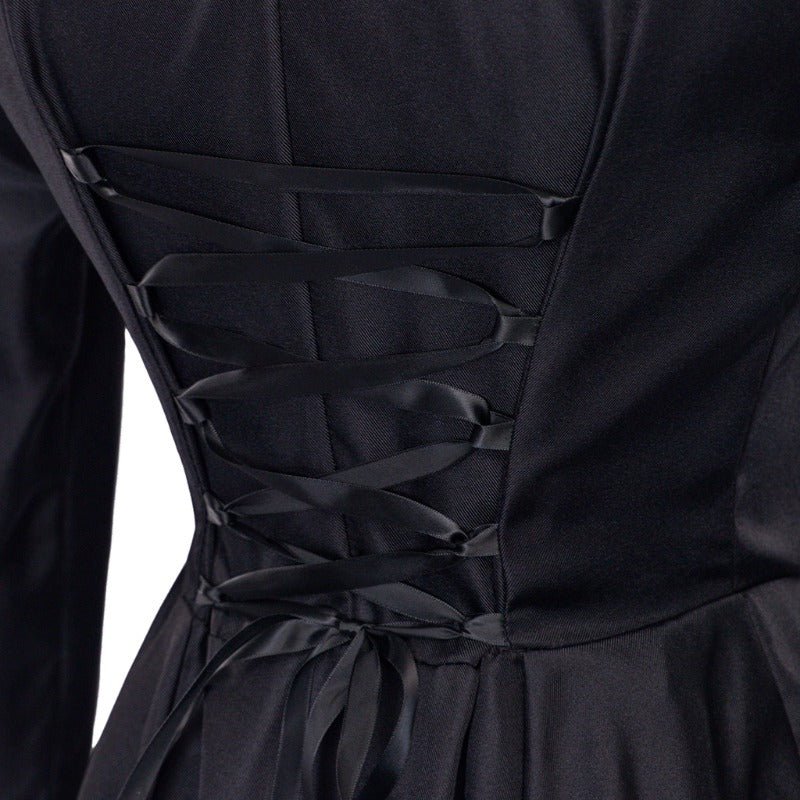 Vestido Gótico Medieval Vintage – Traje de Cosplay Feminino com Mangas Longas e Cintura Ajustada - Estrela Cosplay