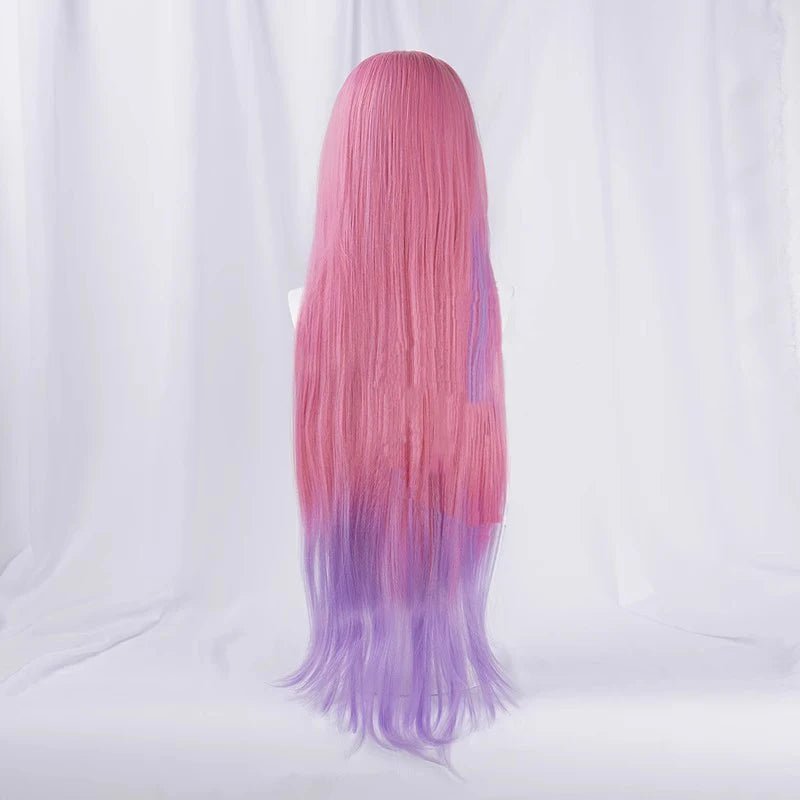 Peruca de Cosplay LOL Rosa Cristal Seraphine 85cm Mulher Longa Gradiente Cores Cabelo Sintético Resistente ao Calor - Estrela Cosplay