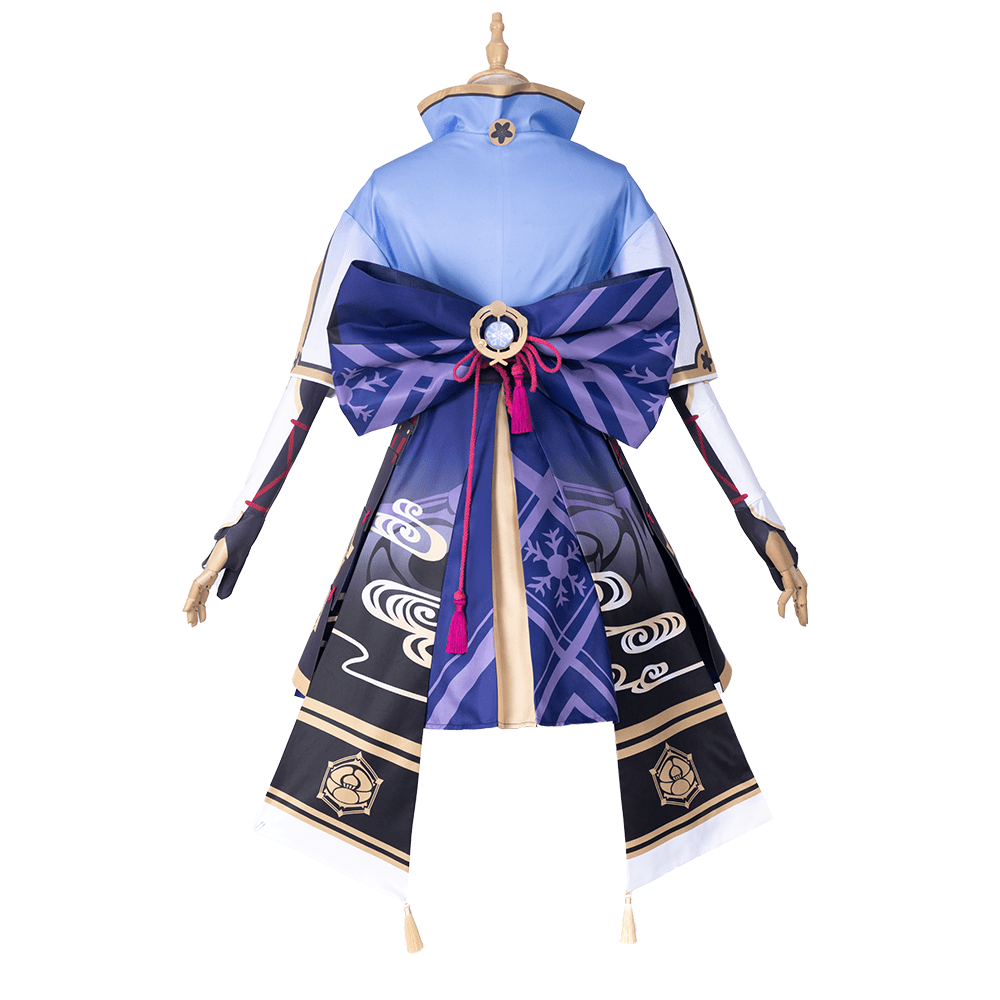 Fantasia Kamisato Ayaka Cosplay para Mulheres Genshin Impact Vestido de Mangas Compridas Conjunto Completo Halloween - Estrela Cosplay