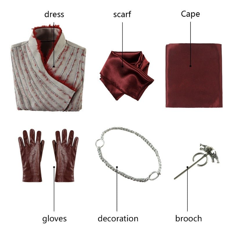 Fantasia Daenerys Targaryen - Vestido Feminino de Mangas Compridas com Broche para Halloween e Festas - Estrela Cosplay