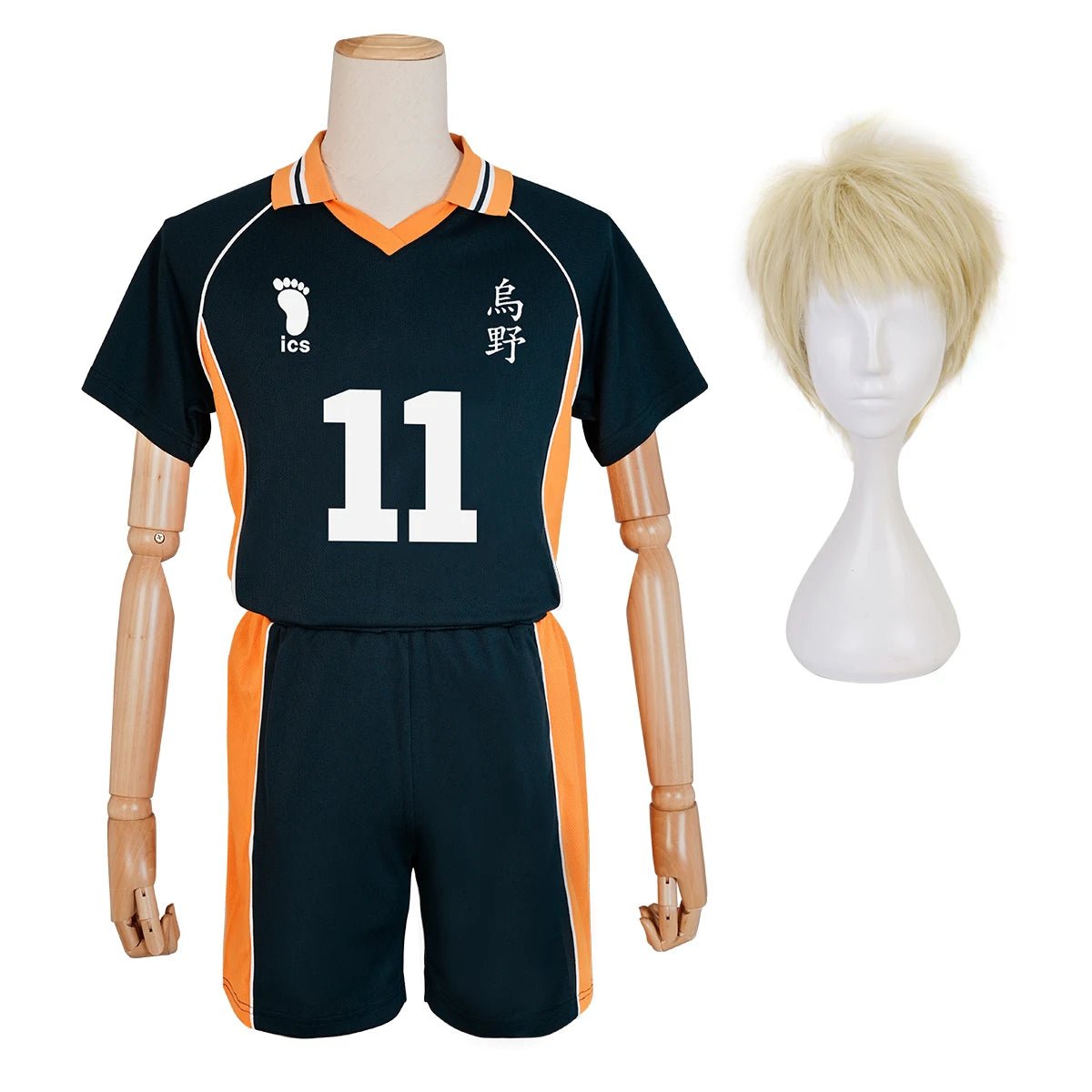Fantasia de Cosplay Tsukishima Kei Haikyuu!! Uniforme de Vôlei Karasuno Peruca - Estrela Cosplay