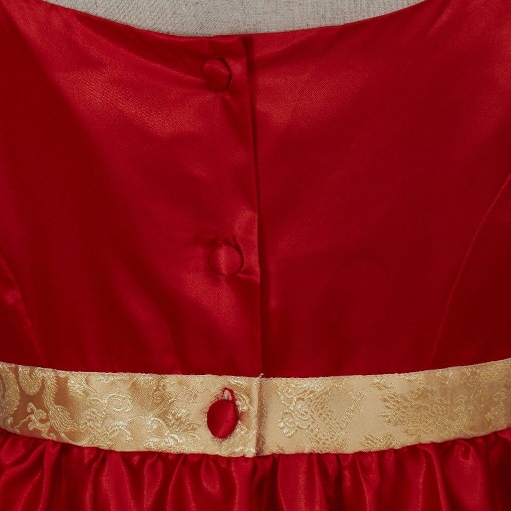 Vestido de Cosplay Império Vermelho com Cintura em Ouro | Estilo Regência - Estrela Cosplay