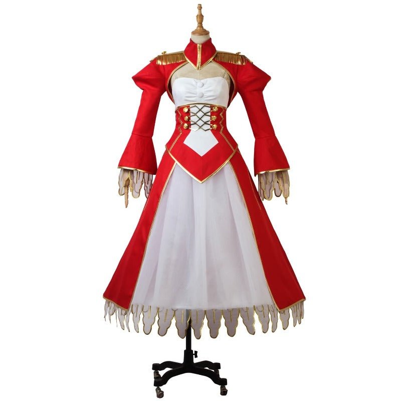 Terno de Cosplay de Nero Claudius Vestido Vermelho e Branco - Traje de Natal Fate/Grand Order - Estrela Cosplay