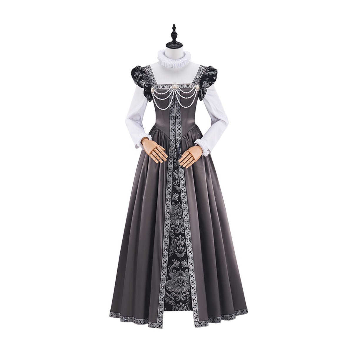 Vestido Tudor Cinza Fantasia Cosplay – Elegante Traje de Anime para Roleplay - Estrela Cosplay