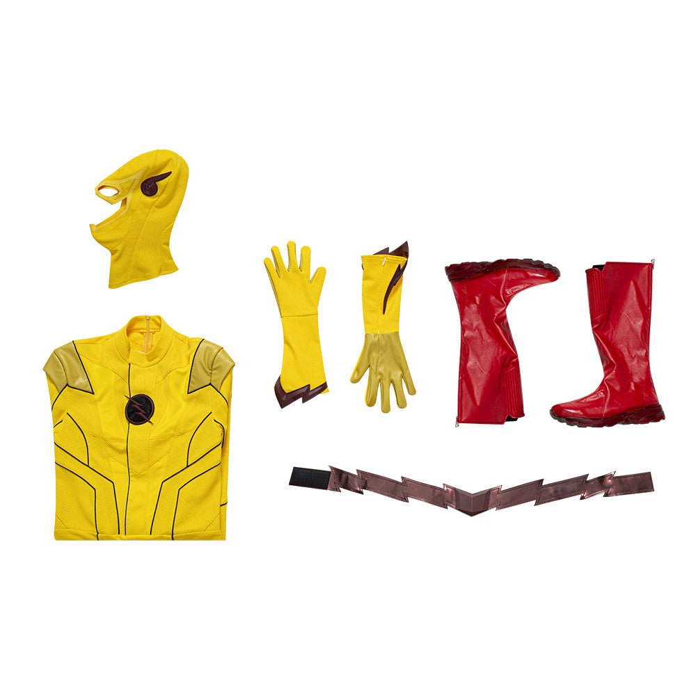 Traje de Cosplay do Flash Reverso Armageddon Barry Allen Amarelo para Homens - Fantasia DC O Flash - Estrela Cosplay