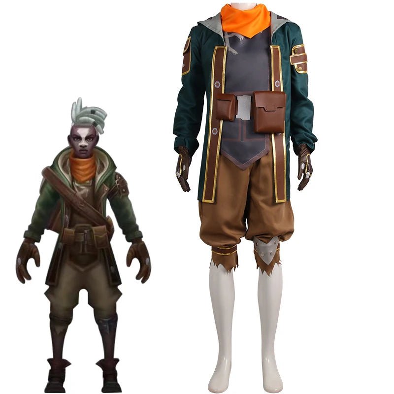 Fantasia de Cosplay de Ekko do Arcane de League of Legends para Homens - Conjunto Completo de Casaco Punk, Camisa e Calça - Estrela Cosplay