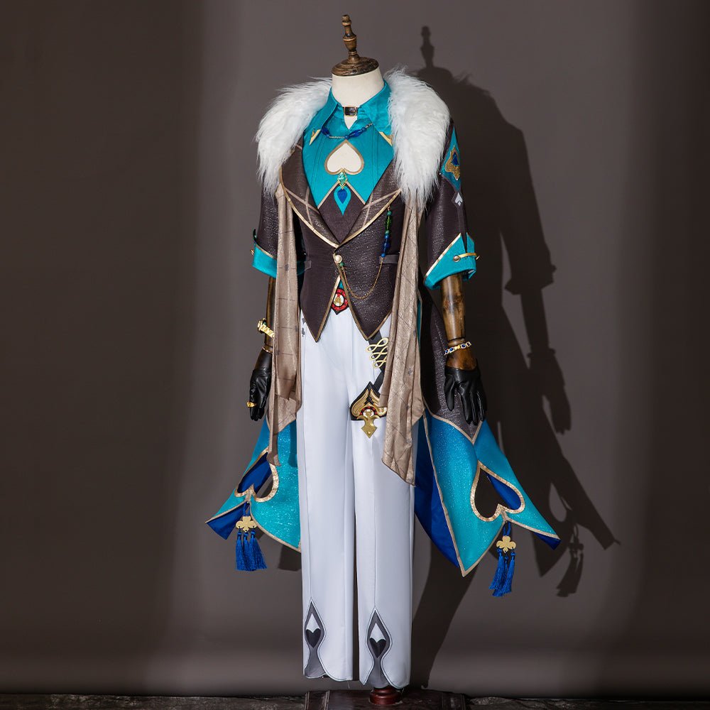 Conjunto de Peruca e Brincos Aventurine Honkai Star Rail | Acessórios de Cosplay para Homens - Estrela Cosplay