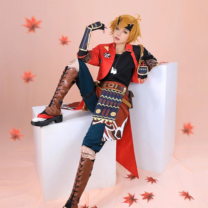 Fantasia Cosplay Thoma de Genshin Impact para Homem - Conjunto Completo com Chapéu para Halloween - Estrela Cosplay