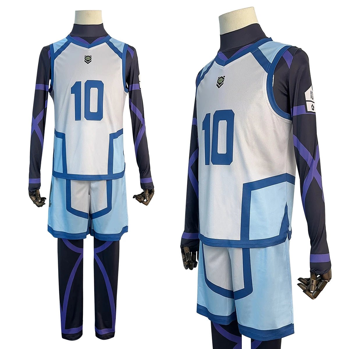 Fantasia de Reo Mikage de Blue Lock Temporada 2 - Peruca NO.10 e Uniforme de Futebol 4PCS - Estrela Cosplay