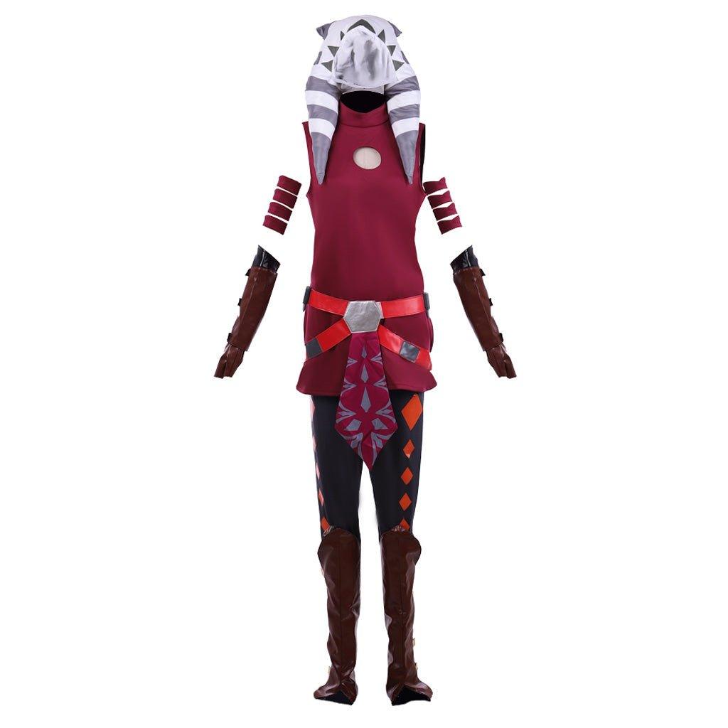 Fantasia Vermelha de Ahsoka Tano | Traje de Batalha e Chapéu para Mulheres Adultas | Roupa de Halloween Star Wars - Estrela Cosplay