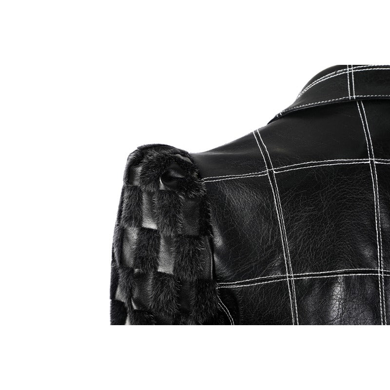 Fantasia Cruella Deville Halloween Mulher Vestido com Jaqueta de Couro Preta e Peruca - Estrela Cosplay