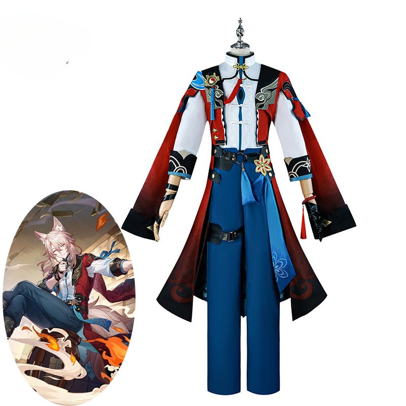 Traje de Cosplay Honkai Star Rail Jiaoqiu - Curandeiro Foxian Jiaoqiu, Uniforme para Halloween e Carnaval com Cauda - Estrela Cosplay