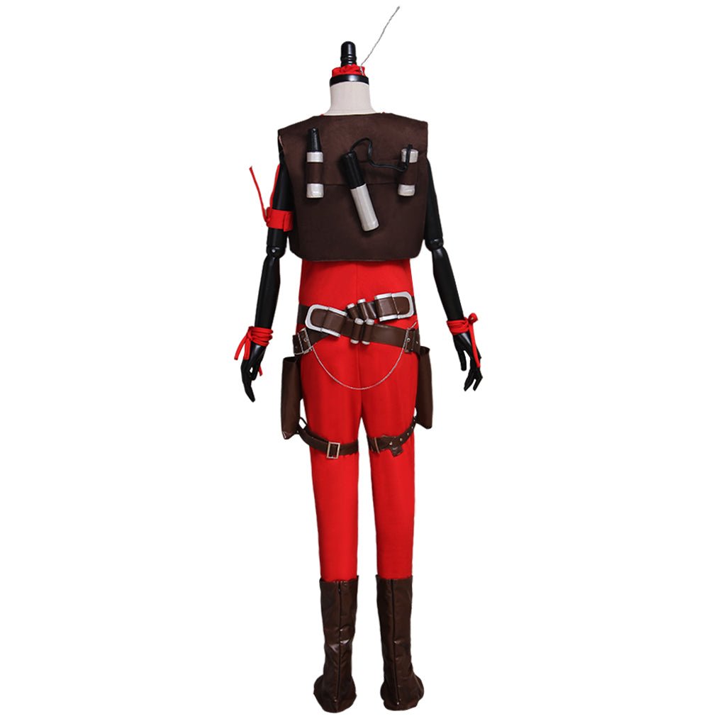 Traje de Cosplay de Aurra Sing para Mulheres - Macacão Vermelho com Cinto Conjunto Completo - Estrela Cosplay