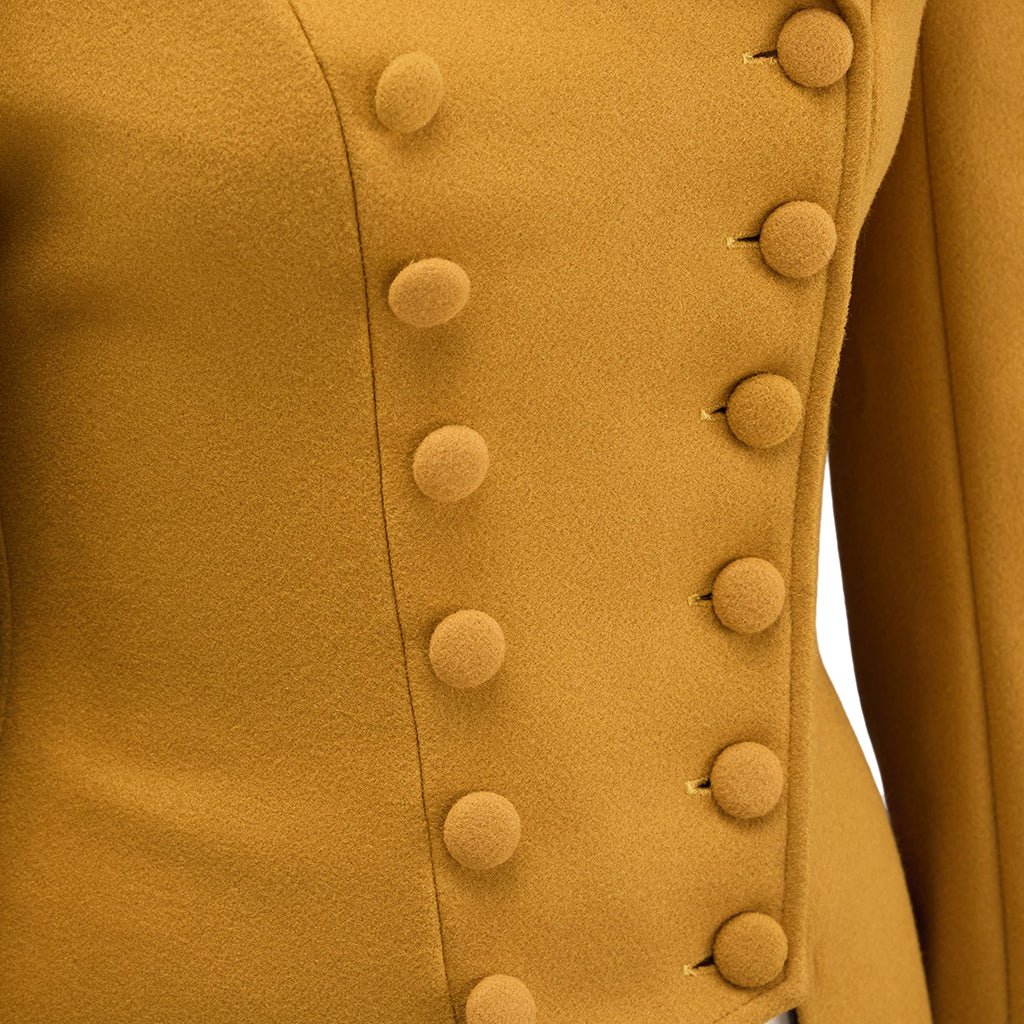 Casaco Medieval Amarelo de Botão para Mulheres - Fantasia Renascença e LARP - Estrela Cosplay