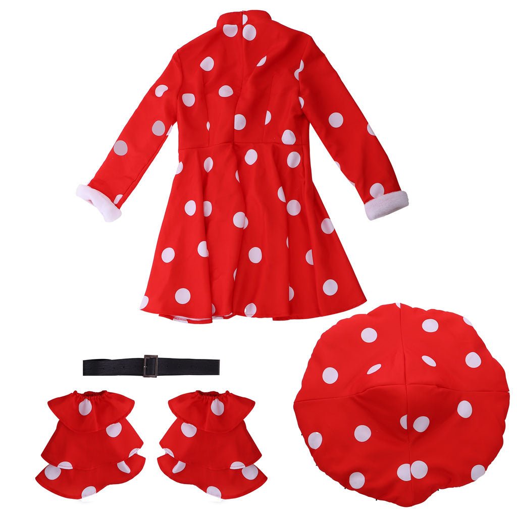 Fantasia de Cosplay Uniforme Anime Halloween Carnaval Komori Kinoko Vestido Vermelho de Bolinha - Estrela Cosplay