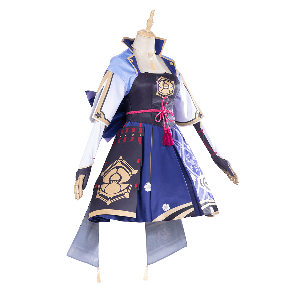 Fantasia Kamisato Ayaka Cosplay para Mulheres Genshin Impact Vestido de Mangas Compridas Conjunto Completo Halloween - Estrela Cosplay