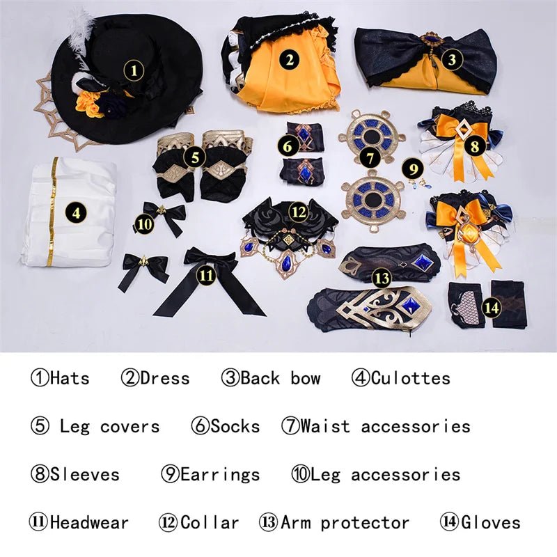 Fantasia Genshin Impact Fontaine Navia Spina di Rosula - Vestido Steampunk com Chapéu para Mulheres - Estrela Cosplay