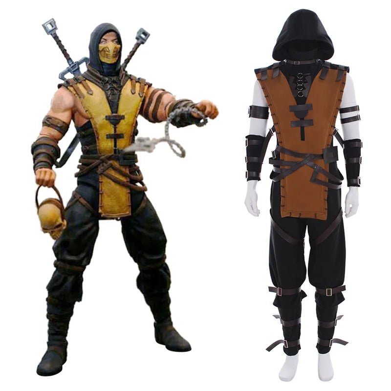 Fantasia de Scorpion para Adultos - Mortal Kombat Halloween Conjunto Completo - Estrela Cosplay